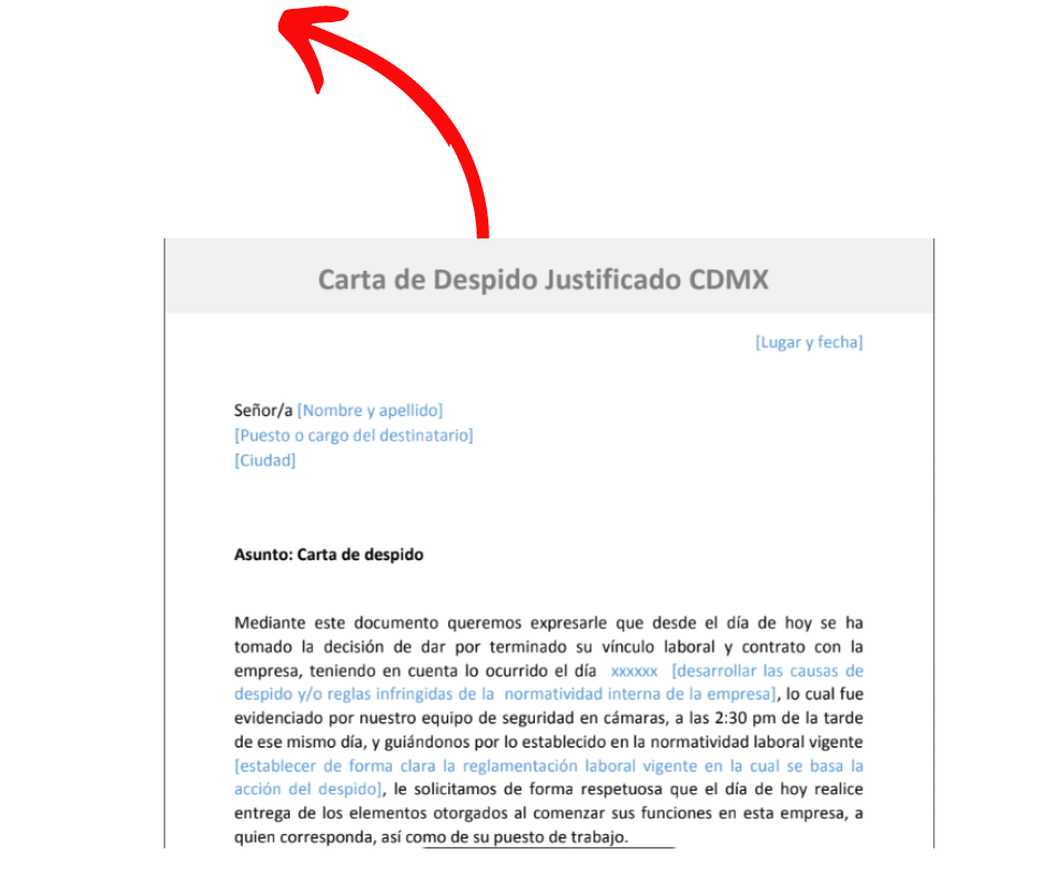 Carta de despido justificado en México en Word y PDF